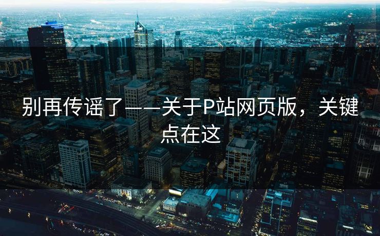 别再传谣了——关于P站网页版，关键点在这